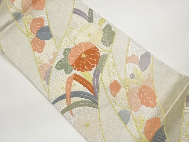 JAPANESE FUKURO OBI / KARA-ORI / WOVEN KIKU & PAULOWNIA